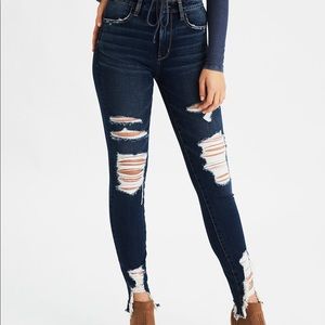 AE Dark Wash Super Skinny High Rise Jeans